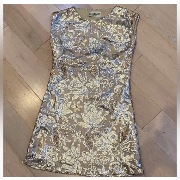 Let tout Petits girls gold cream sequin party shift dress - Picture 2 of 9